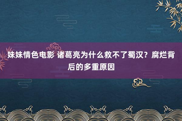 妹妹情色电影 诸葛亮为什么救不了蜀汉？腐烂背后的多重原因