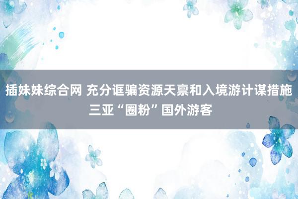 插妹妹综合网 充分诓骗资源天禀和入境游计谋措施 三亚“圈粉”国外游客